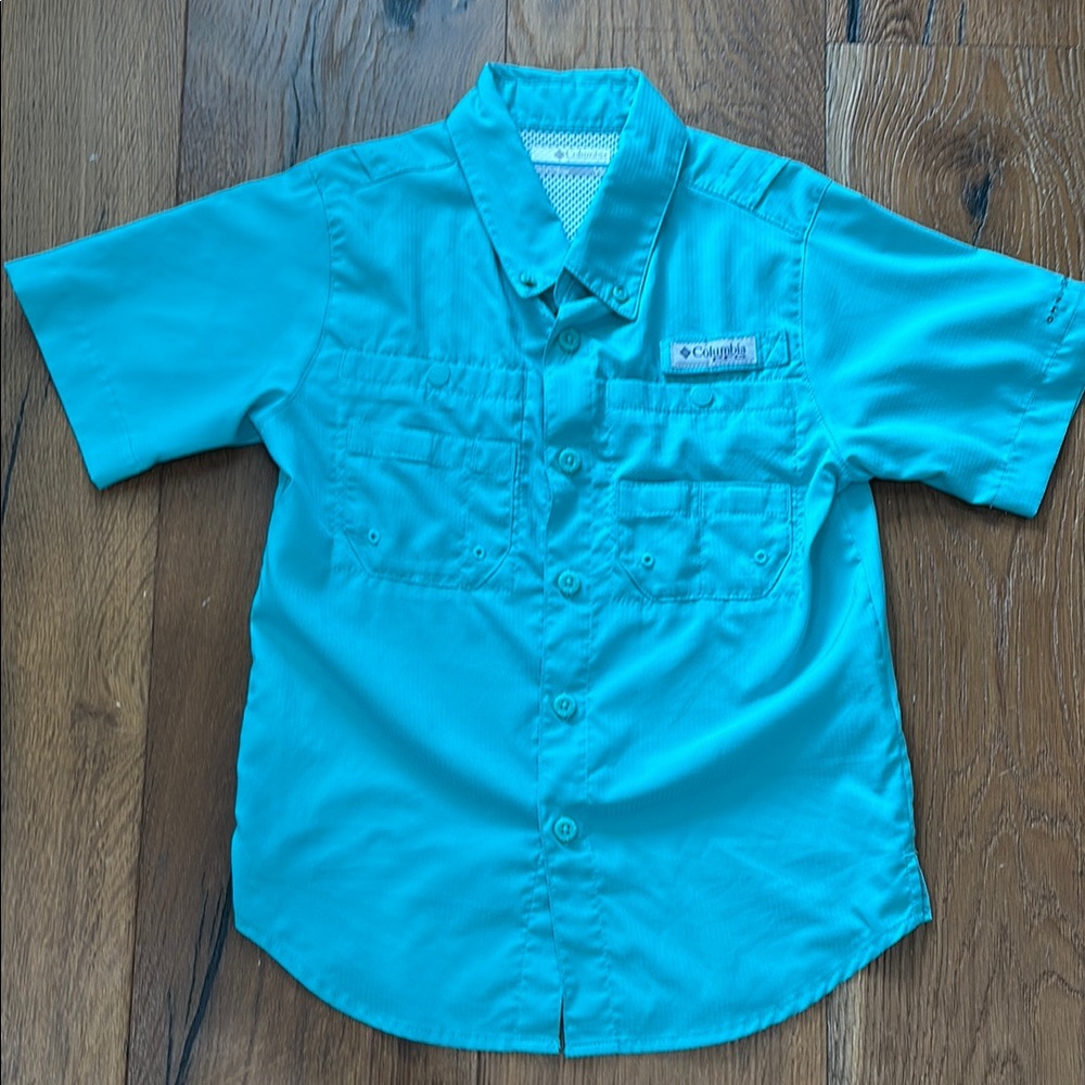 Columbia Teal Button Down Shirt Lightweight Outdoor Wear